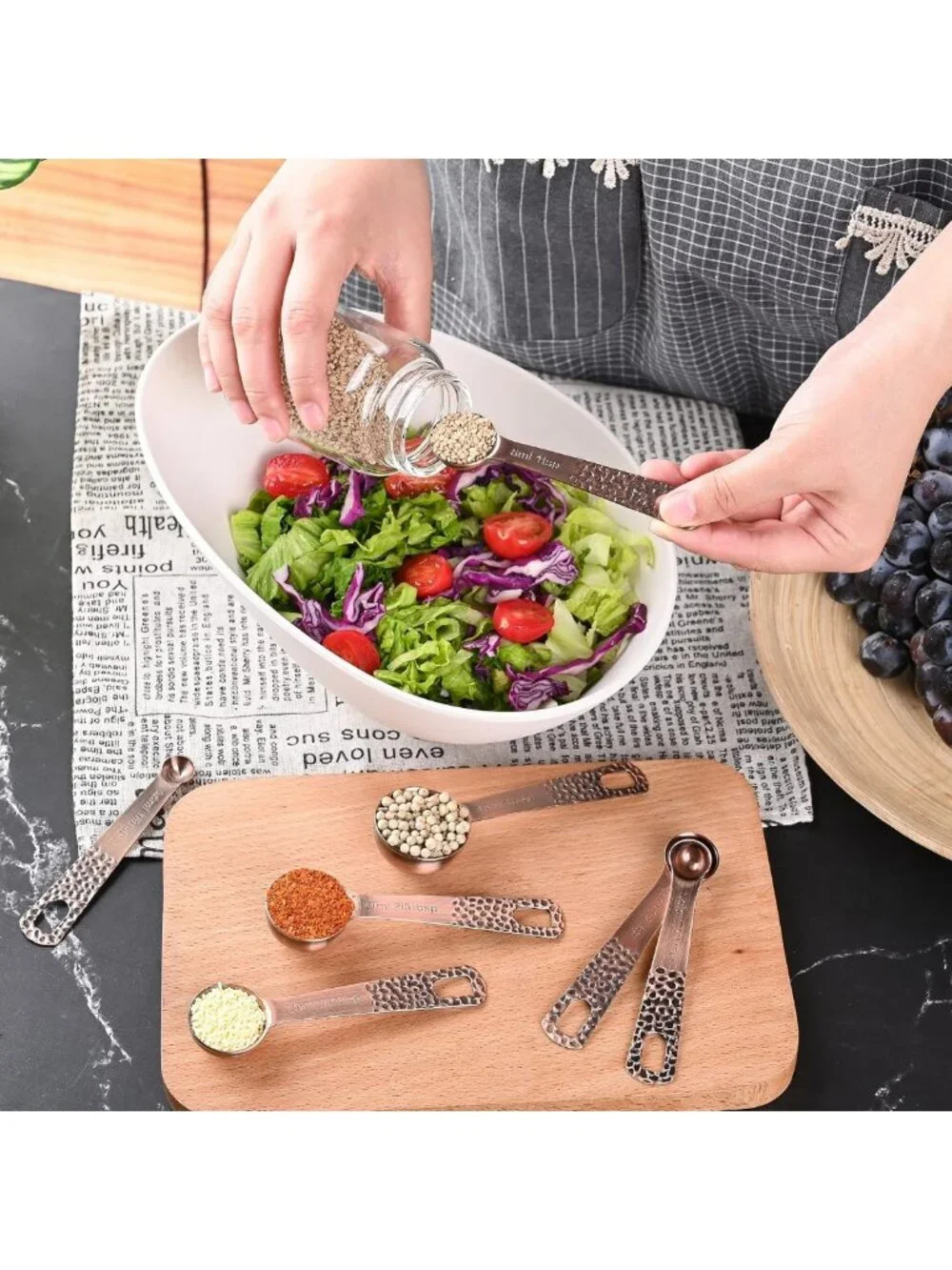 14-Piece Copper Measuring Cups & Spoons Set for Baking & Cooking - Stainless
